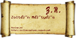 Zoltán Mátyás névjegykártya